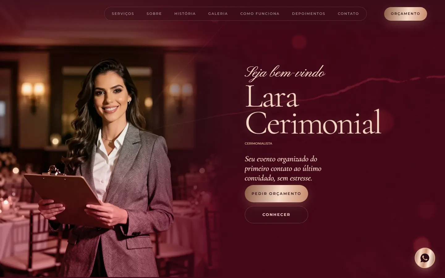 O site AcheMe de cerimonialista e eventos no computador