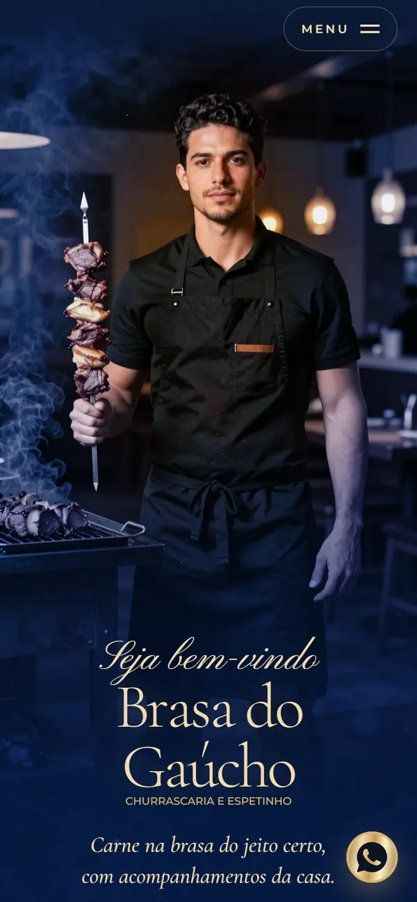O site AcheMe de churrascaria e espetinho no celular