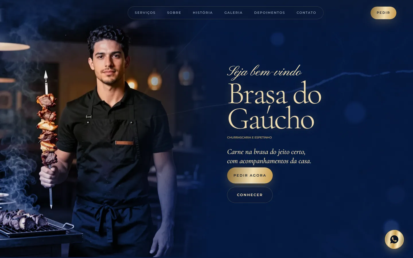 O site AcheMe de churrascaria e espetinho no computador