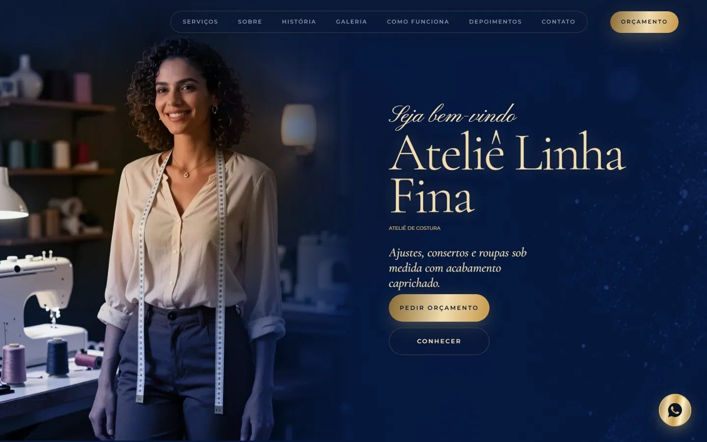 O site AcheMe de costureira e ateliê no computador