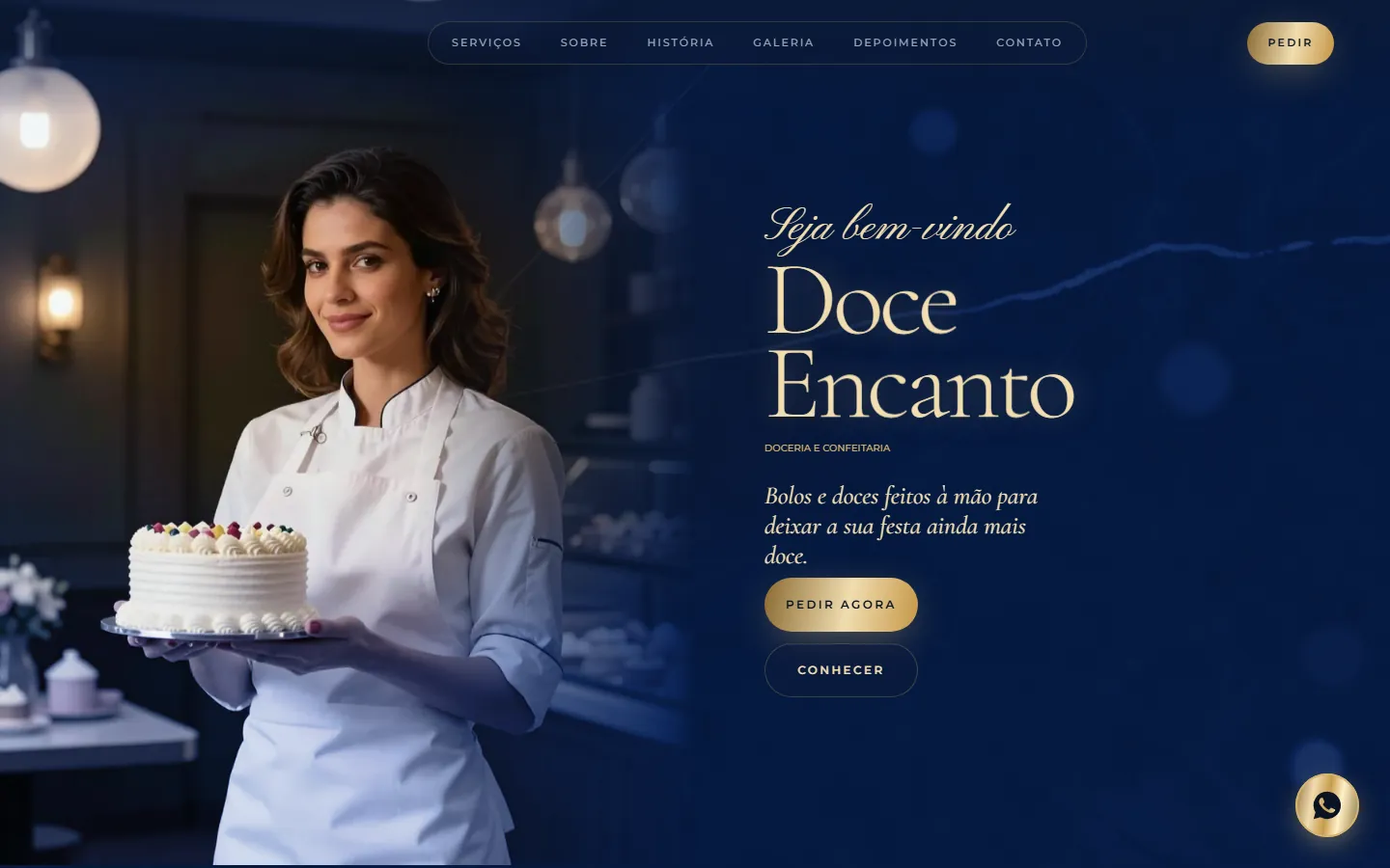 O site AcheMe de doceria e bolos no computador