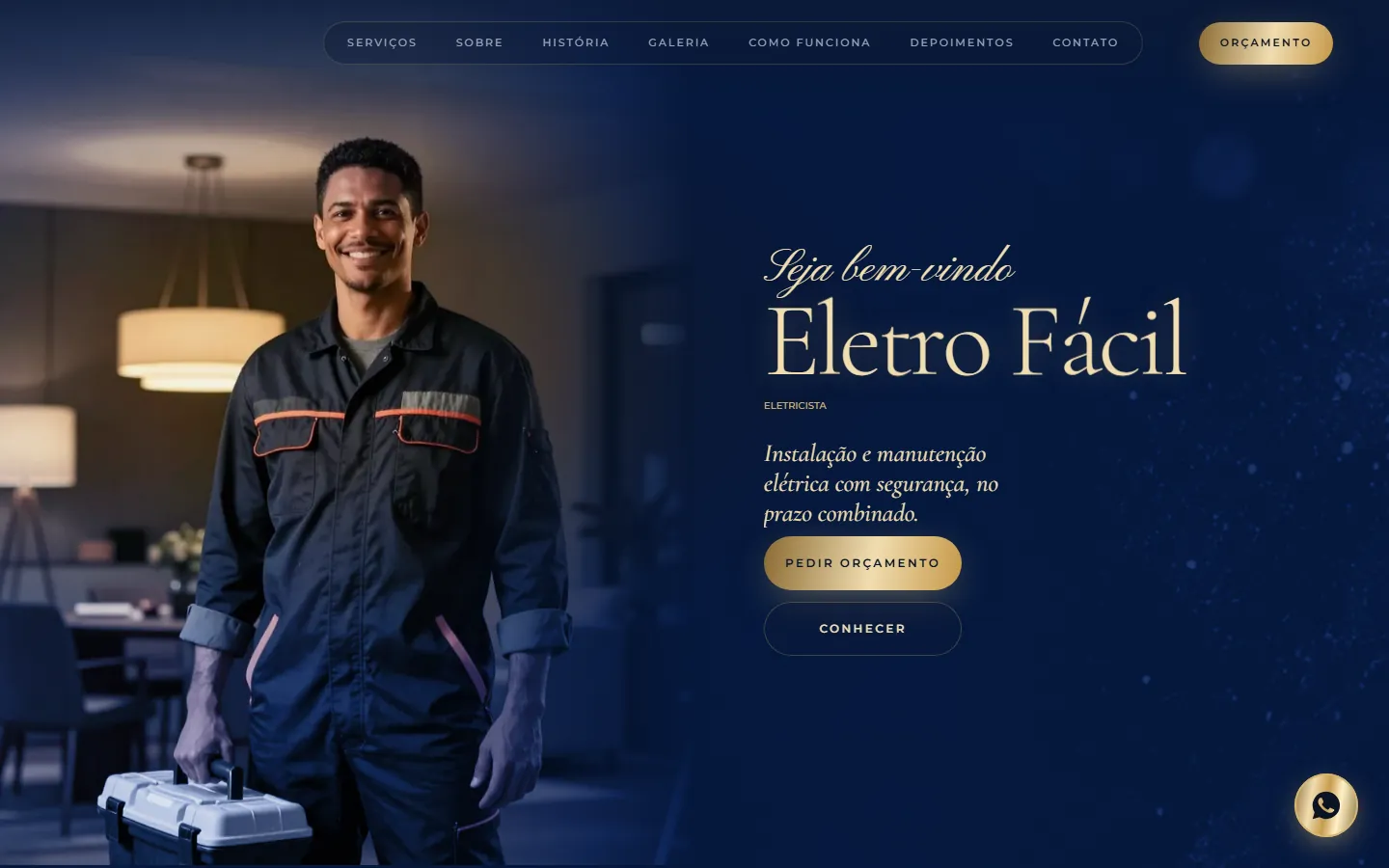 O site AcheMe de eletricista no computador