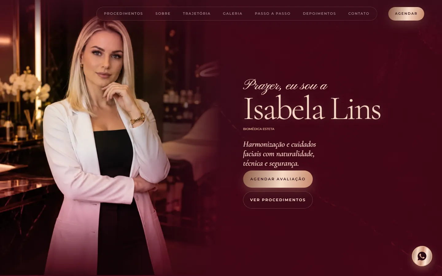 O site AcheMe de estética no computador