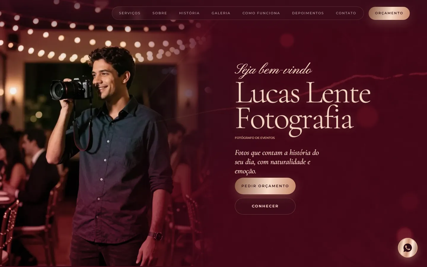 O site AcheMe de fotógrafo de eventos no computador