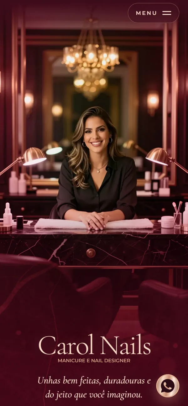 O site AcheMe de manicure e nail design no celular