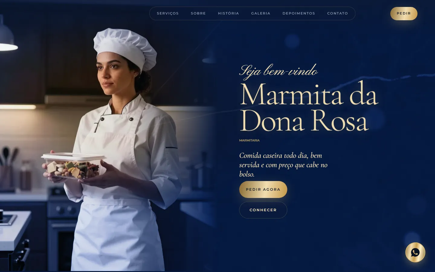 O site AcheMe de marmitaria no computador