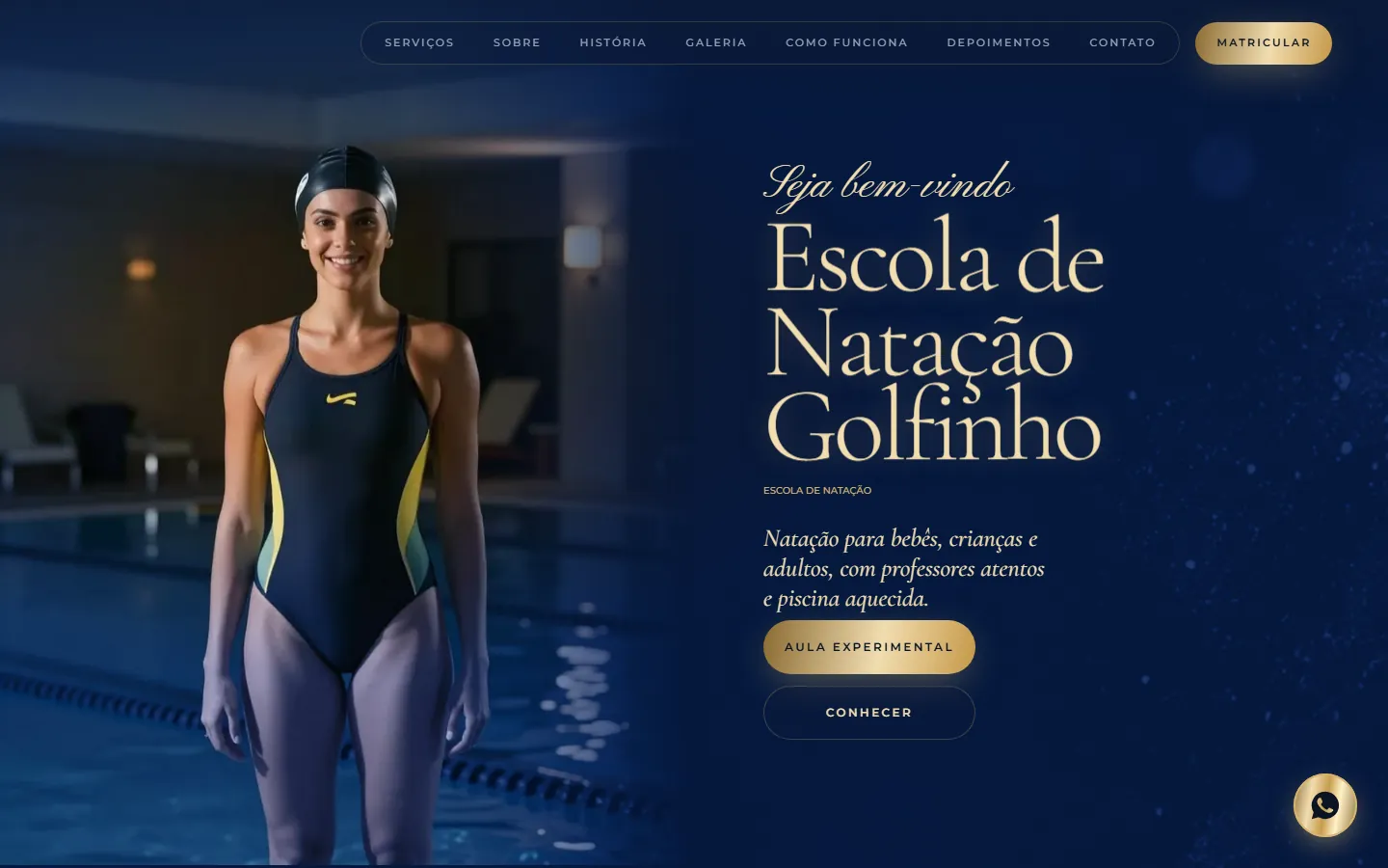 O site AcheMe de natação no computador