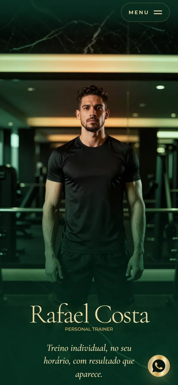 O site AcheMe de personal trainer no celular