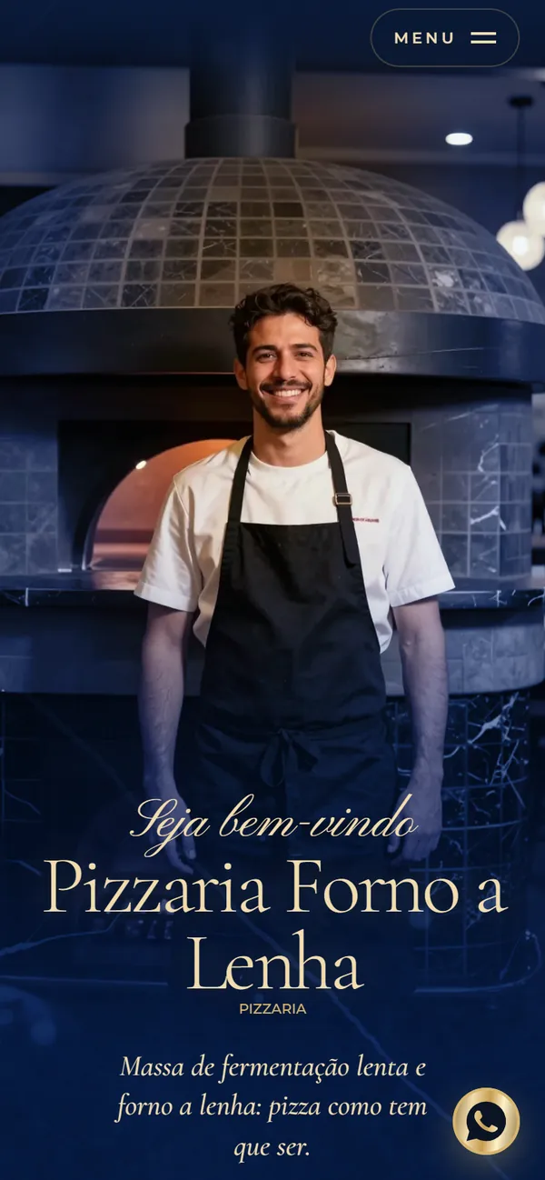 O site AcheMe de pizzaria no celular