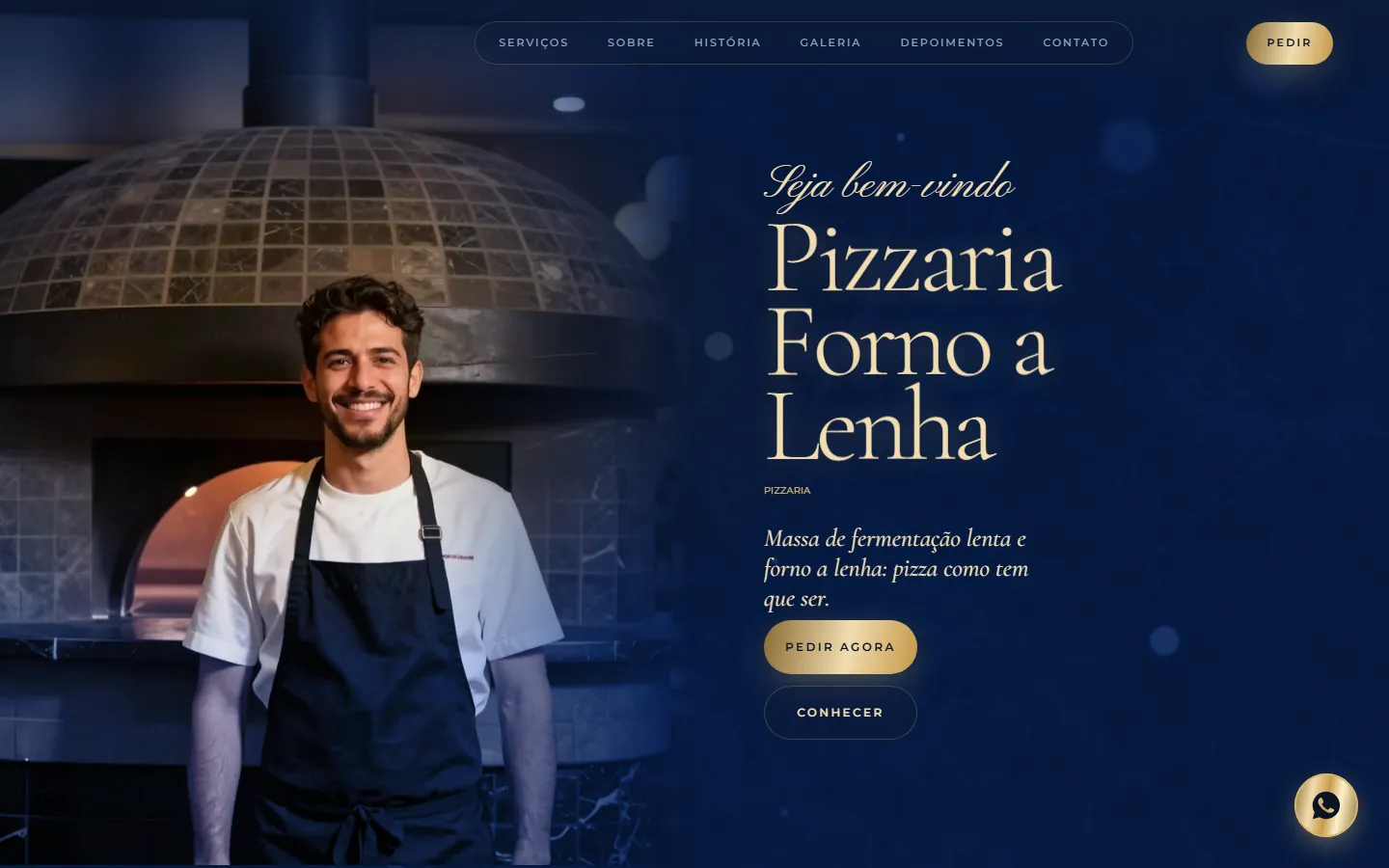 O site AcheMe de pizzaria no computador
