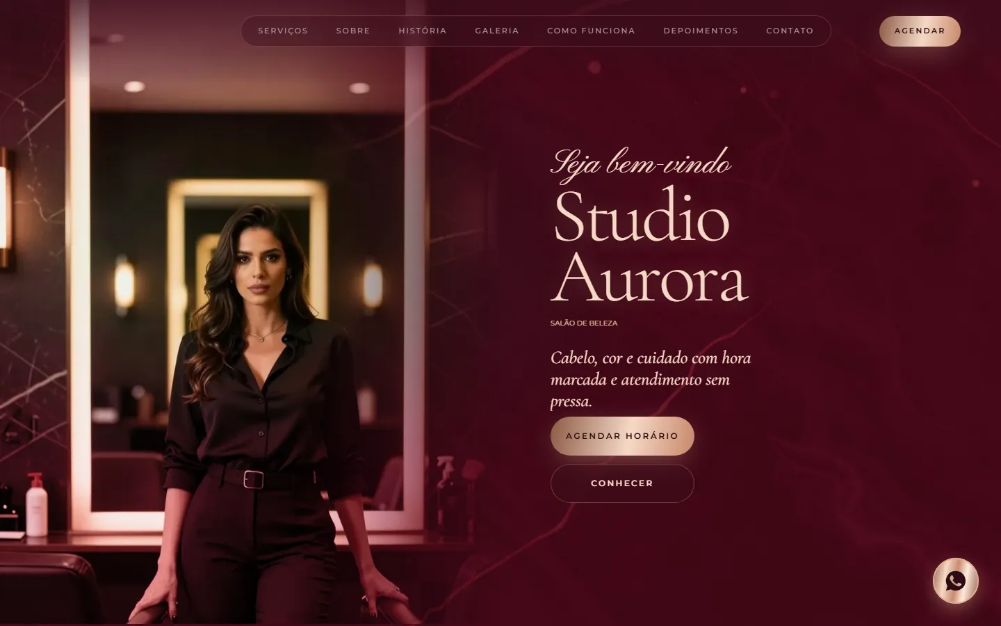 O site AcheMe de salão de beleza no computador
