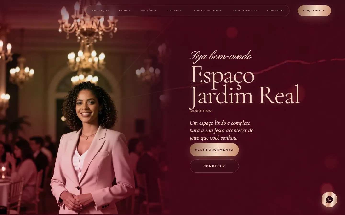 O site AcheMe de salão e espaço de festas no computador