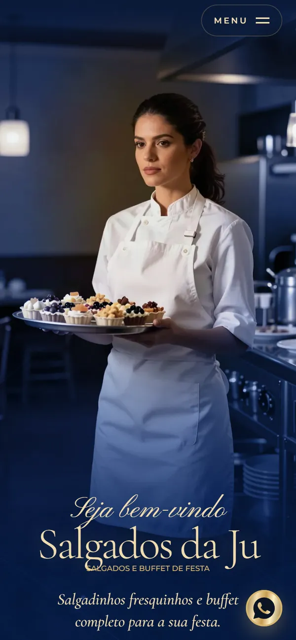 O site AcheMe de salgados e buffet no celular