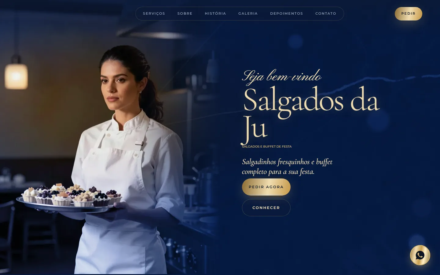 O site AcheMe de salgados e buffet no computador