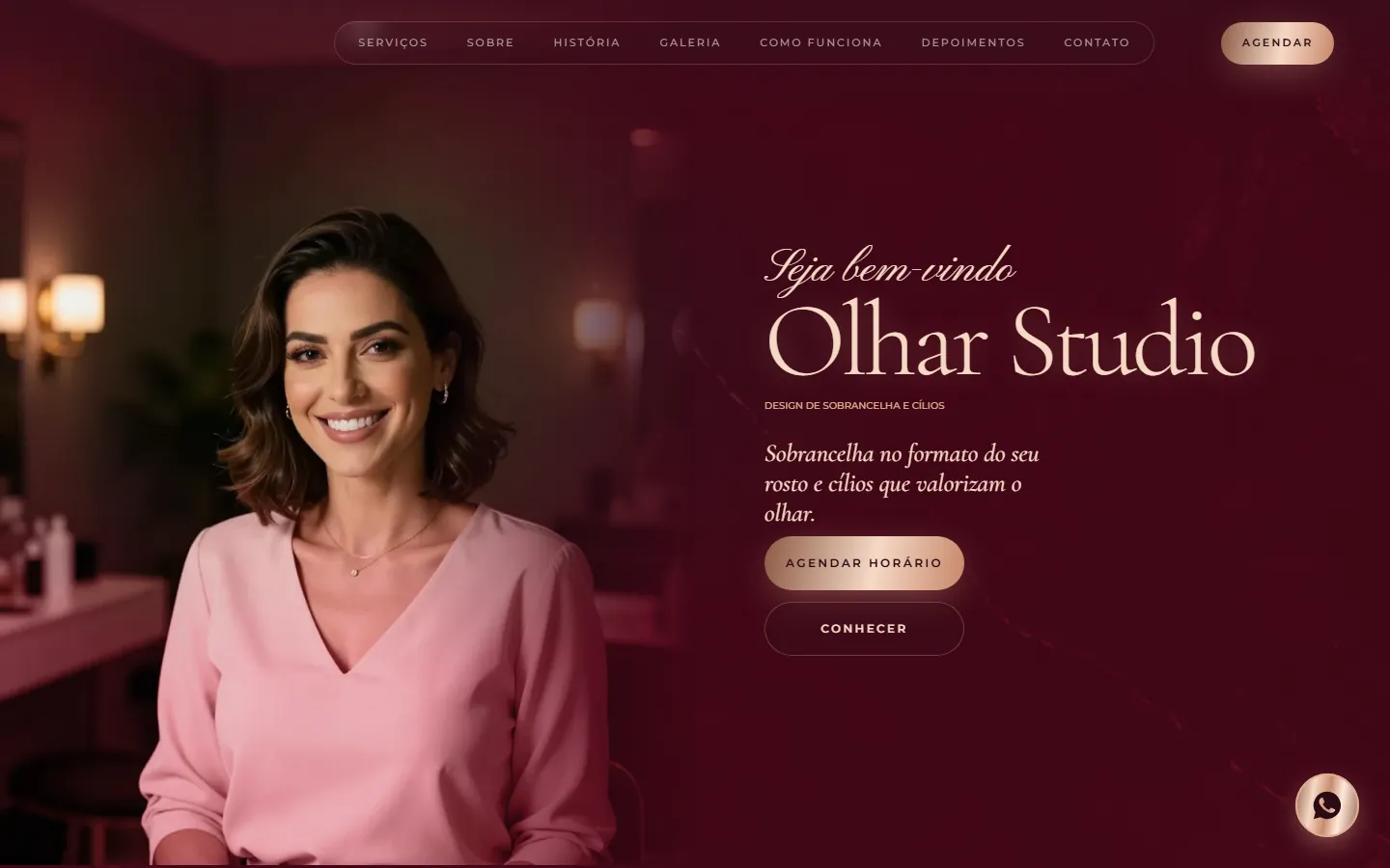 O site AcheMe de sobrancelha e cílios no computador