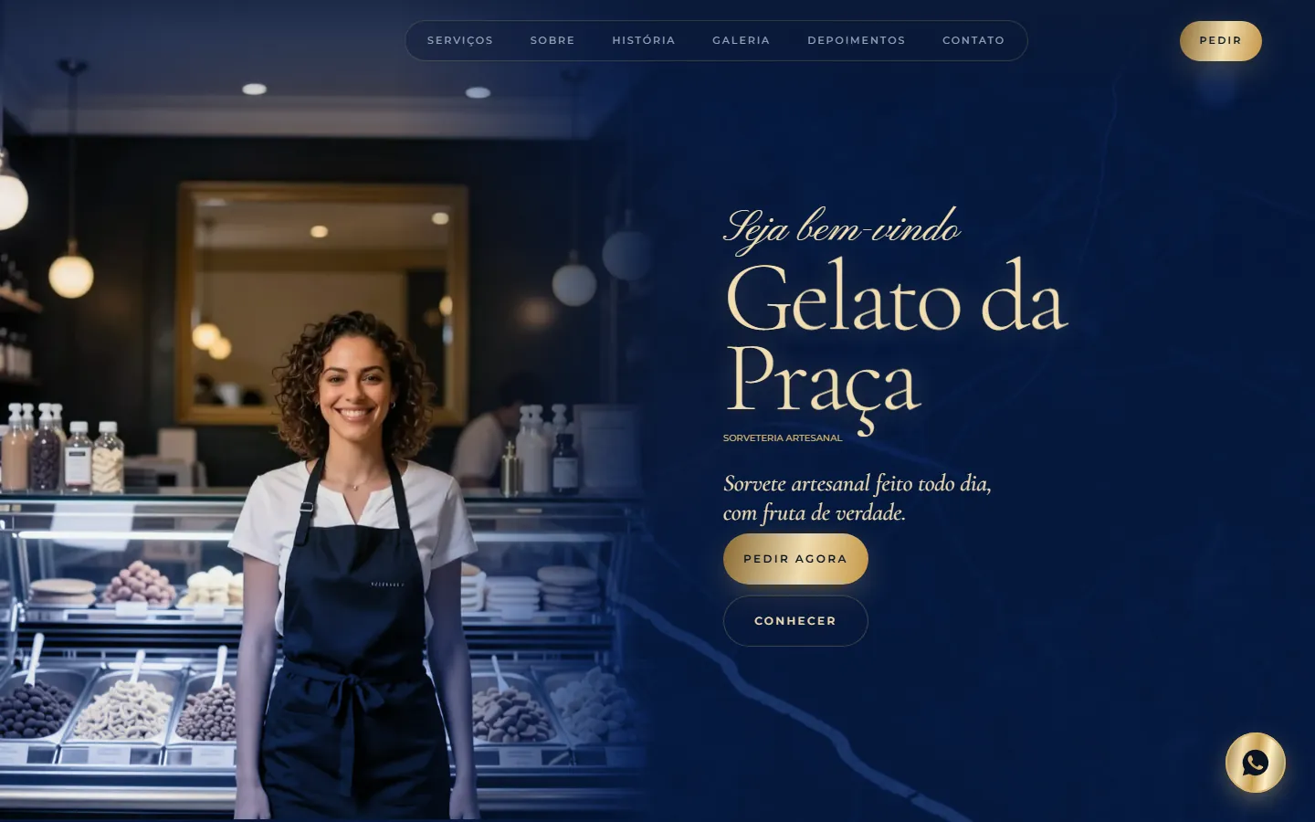 O site AcheMe de sorveteria no computador