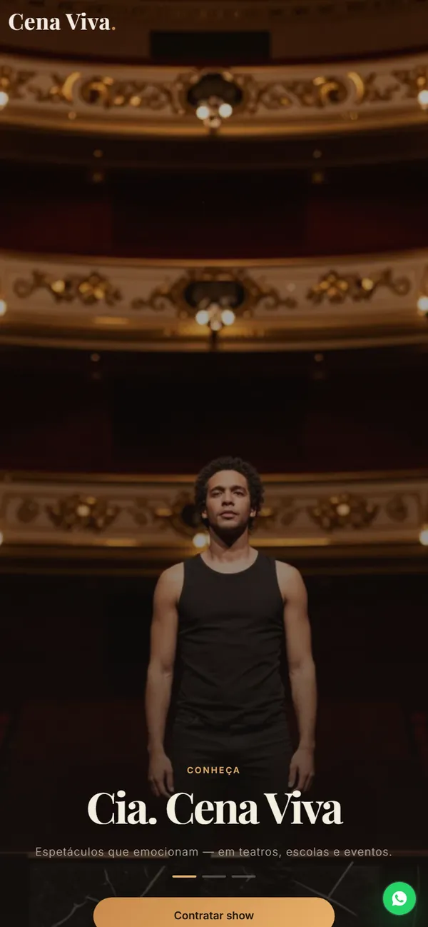 O site AcheMe de teatro no celular